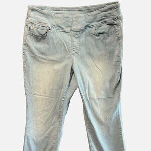 Belle by Kim Gravel QVC Womens Pull-On Stretch Jeans Capri Bleach Wash 18W Plus